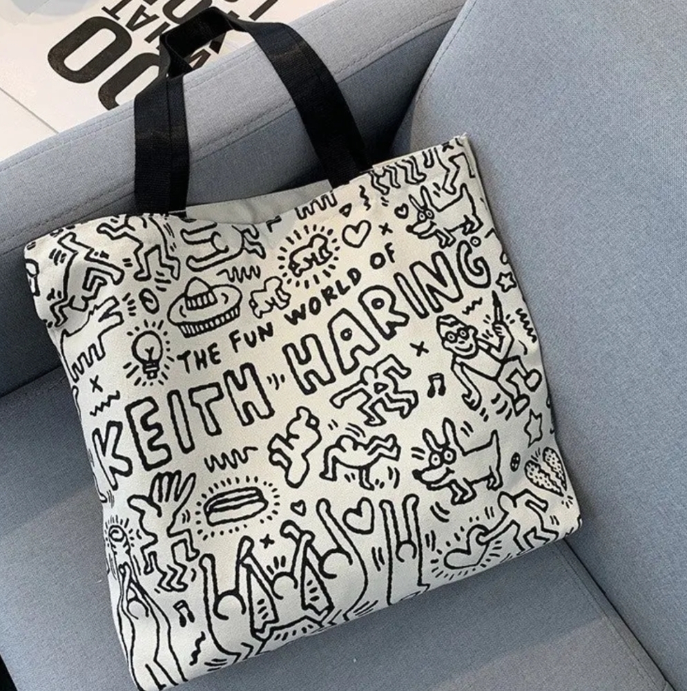 NWT Keith Haring Canvas Tote with Zipper